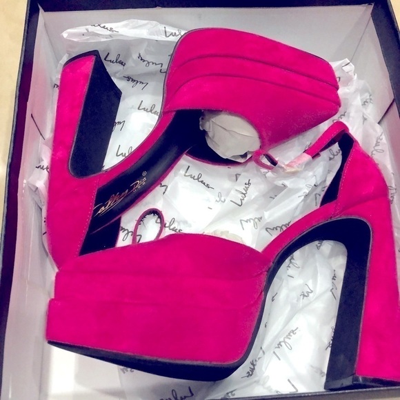 Sandals platform ,junky block suede synthetic heels fusion - Picture 5 of 8